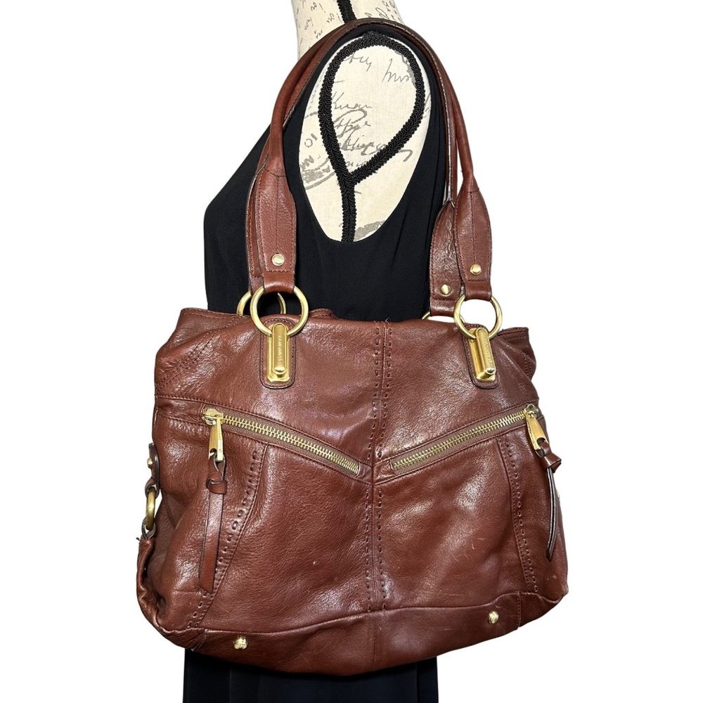 B.Makowsky | Large Brown Leather w/ Cheetah Lining